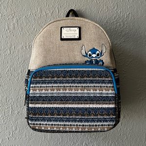 Box Lunch Exclusive Lilo & Stitch Woven Mini Backpack Vegan Polyurethane Leather
